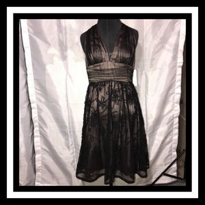 Adrianna Papell Halter Dress sz 14 Brown & Black